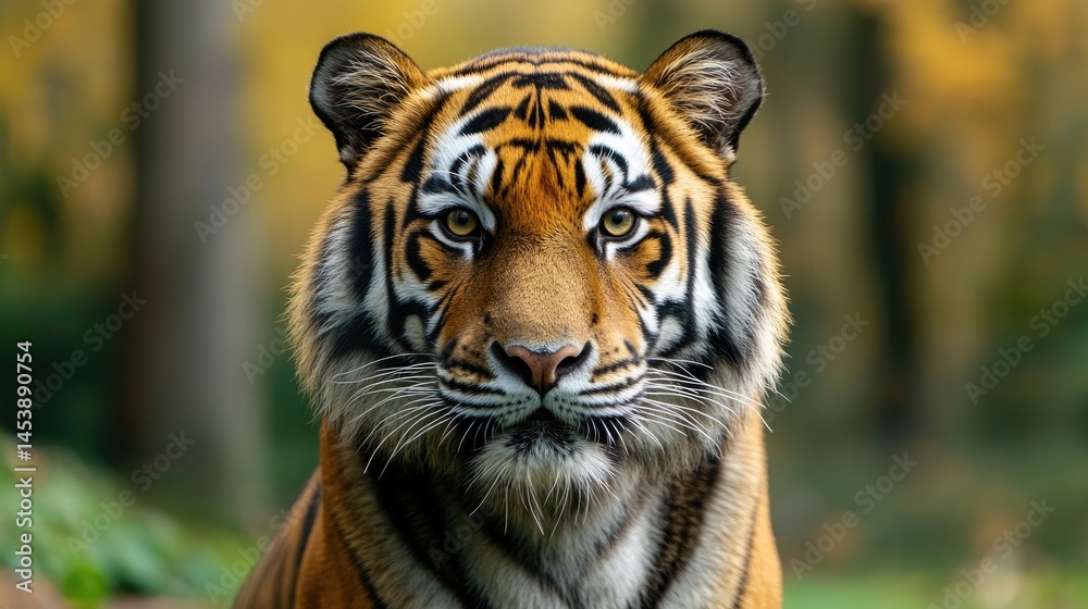 Fototapeta premium Tiger portrait in forest background