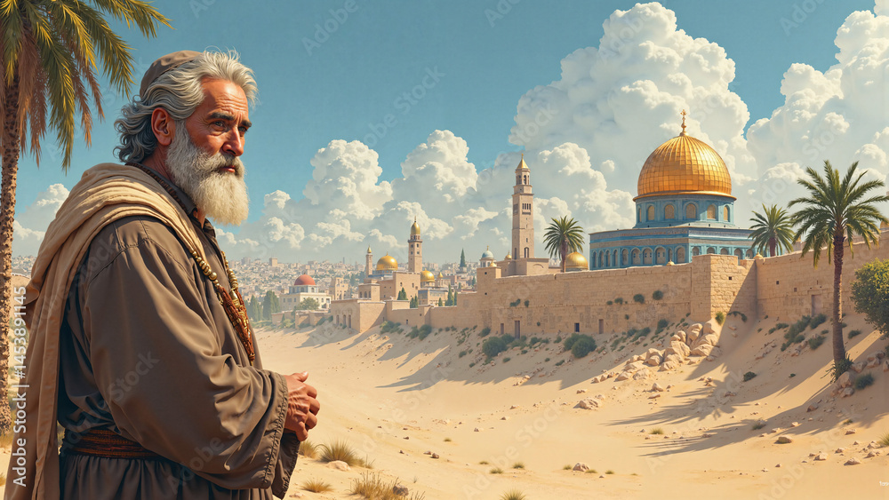 Obraz premium Prophet Isaiah delivers Jerusalem from captivity