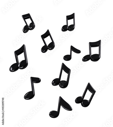 Obraz na płótnie 3D Music Notes Icon Isolated on Transparent Background w salonie
