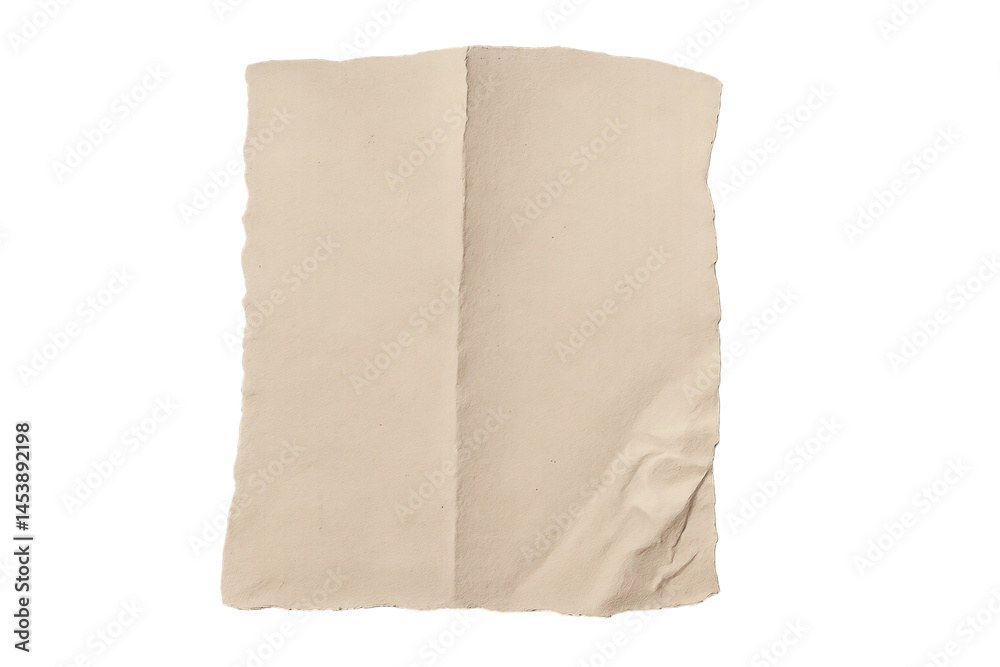 Obraz premium ベージュ系の破れ紙 折り目のある静寂 透過データ