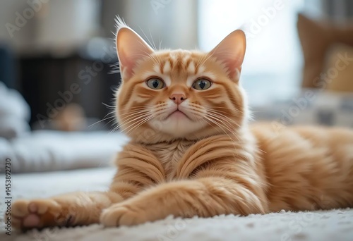 Wallpaper Mural Ginger Cat Portrait: Serene and Relaxed in Soft Light Torontodigital.ca