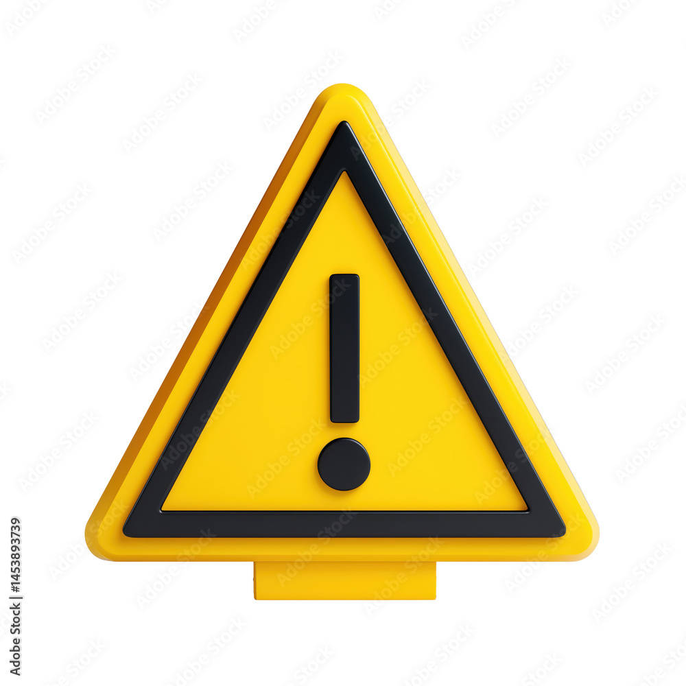 Caution Warning Sign - Yellow Triangle with Exclamation Mark , isolated on white background PNG