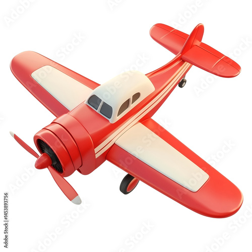 Obraz na płótnie 3D red vintage aircraft Isolated on Transparent Background w salonie