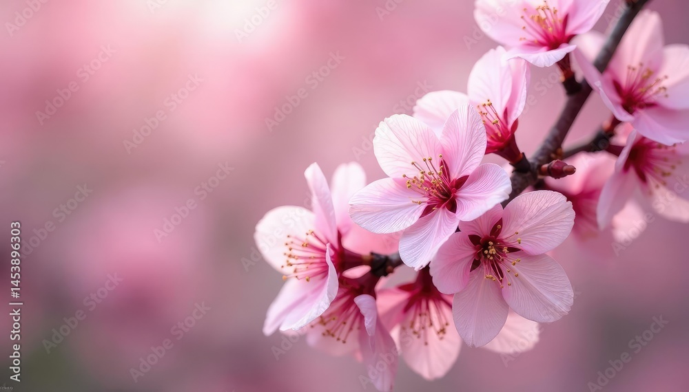 Fototapeta premium Delicate pink sakura blossoms in full bloom, forming a repeating pattern , texture, springtime, japanese