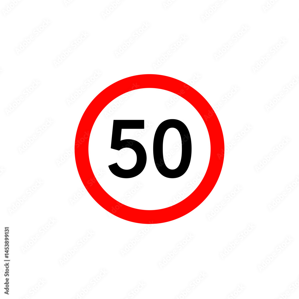 Speed limit 50 road sign icon Speed limit 50 road sign icon