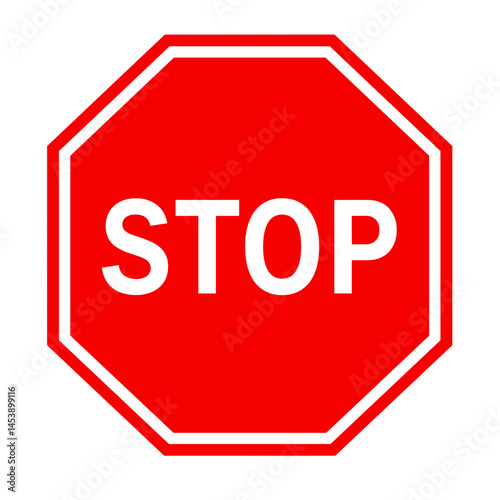 Stop sign icon in red octagon shape