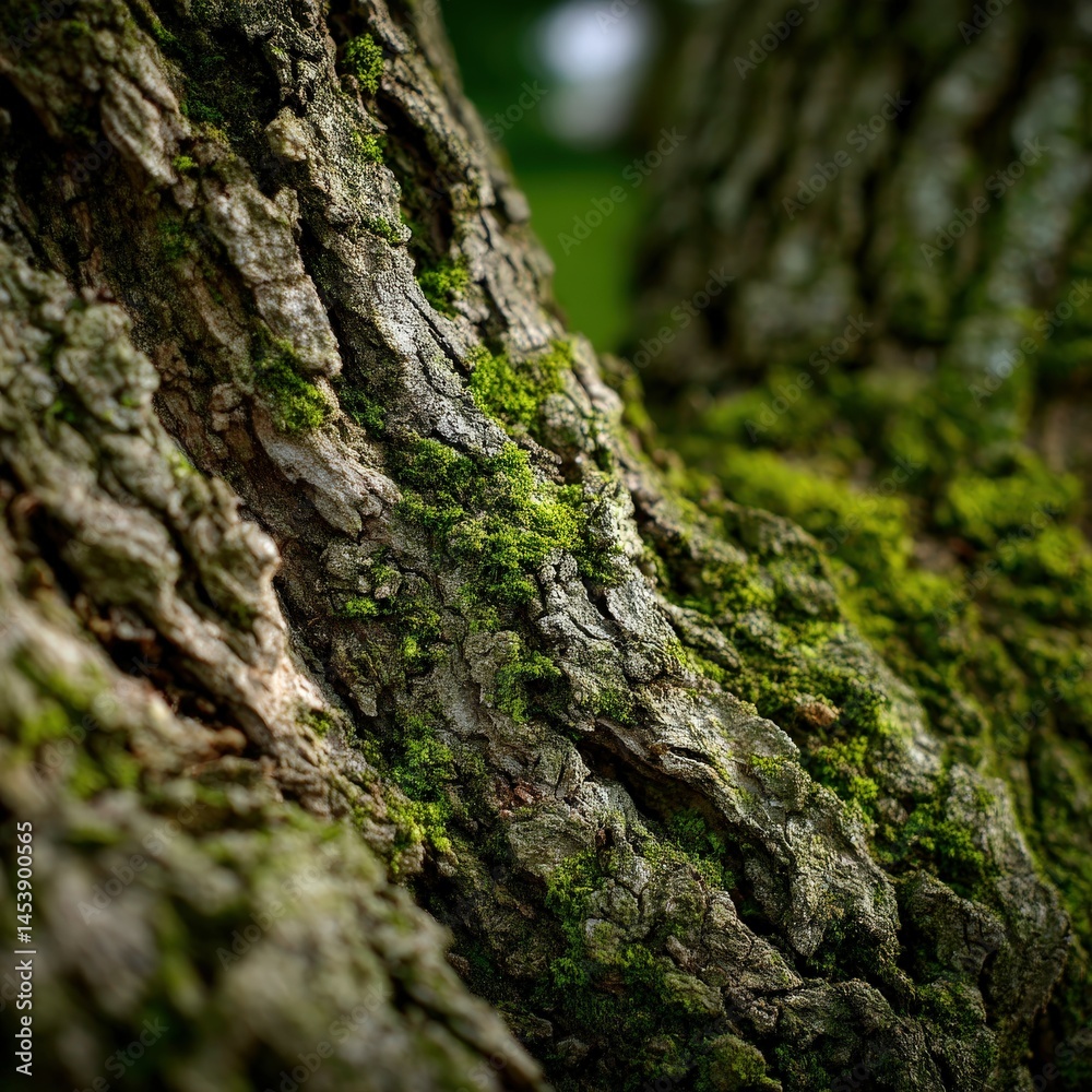 Close-up view of textured tree bark with moss in nature Close-up view of textured tree bark with moss in nature
