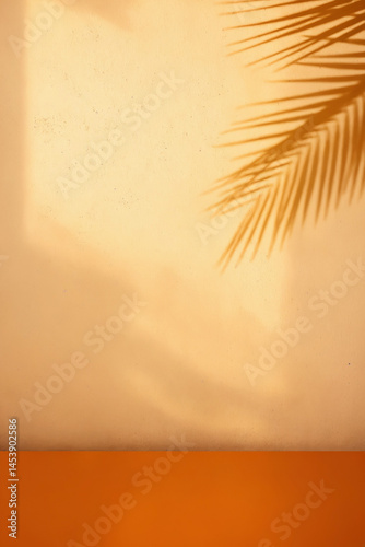 Obraz na płótnie minimalistic background with blurred foliage shadow on yellow wall w salonie
