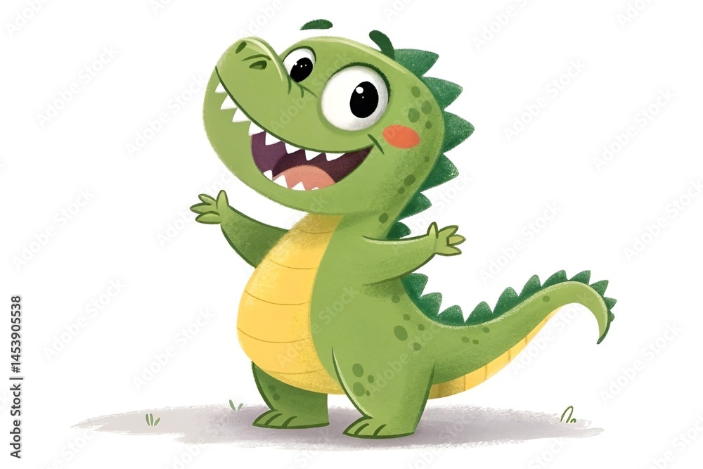 Fototapeta premium Cheerful Cartoon T-Rex Dinosaur Illustration for Kids 