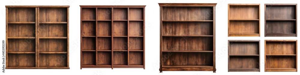 Wooden bookshelves in various designs and sizes Wooden bookshelves in various designs and sizes