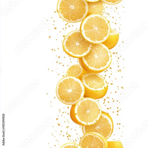 Fresh Lemon Slices with Bubbles for a Vibrant Summer Drink Image