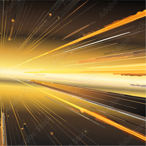 Black and orange modern abstract background with yellow glowing movement and high-speed light movement creating fabulous light effect generative AI