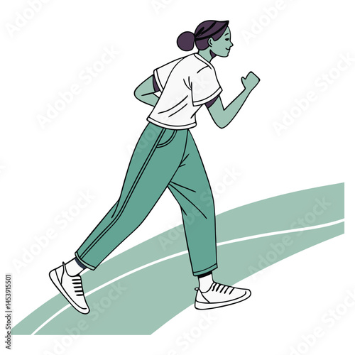 Woman Jogging Outdoors Active Lifestyle Fitness Exercise Healthy Habits Sport Running Track