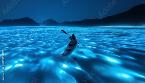 ia generated. Sailing in luminescent waters