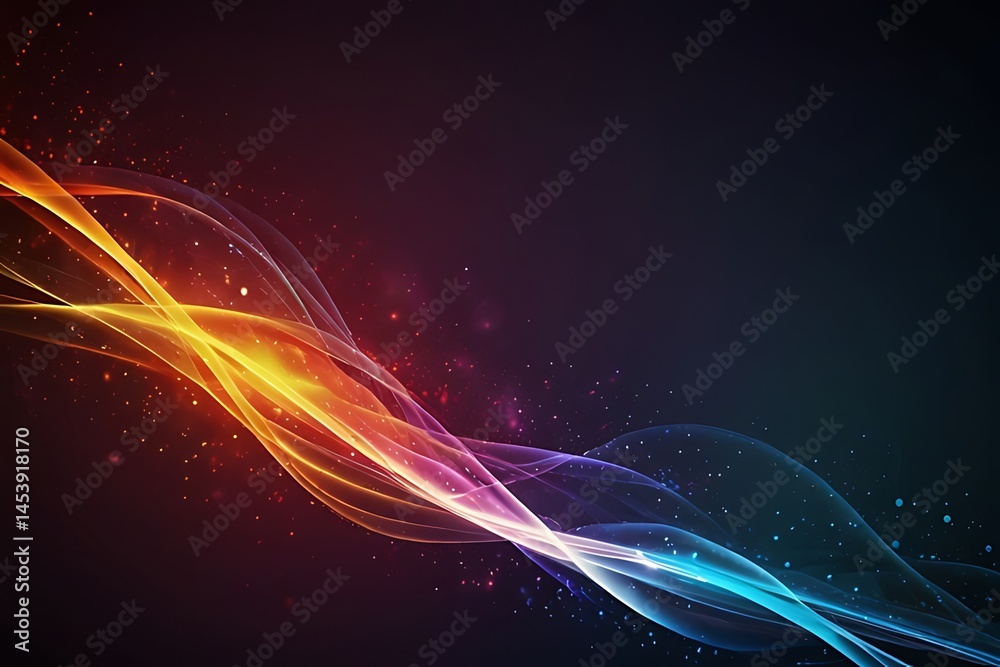 Fototapeta premium Abstract fractal design with glowing neon lines creates a dynamic blue wave pattern