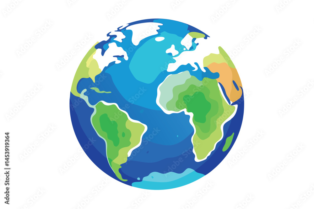Cartoon world globe showing continents and oceans with a transparent background illustrates the planet Cartoon world globe showing continents and oceans with a transparent background illustrates the planet
