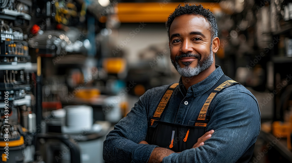 Fototapeta premium Smiling tradesman in a workshop