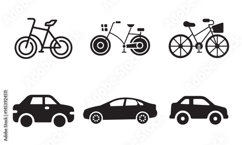 Car auto vehicle transport silhouette bundle illustration on white background