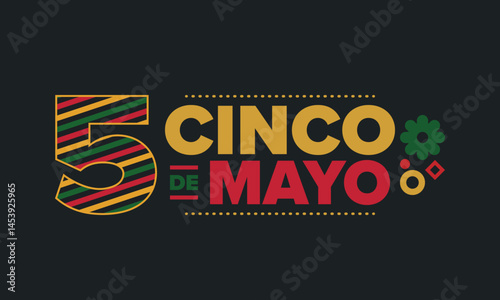Cinco de Mayo in Mexico. Traditional mexican fiesta in May. National happy holiday with carnival, festival and parade. Latin american and spanish pattern. Illustration with sombrero. Vector poster
