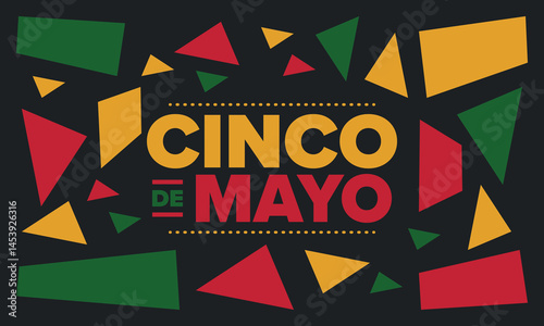 Cinco de Mayo in Mexico. Traditional mexican fiesta in May. National happy holiday with carnival, festival and parade. Latin american and spanish pattern. Illustration with sombrero. Vector poster