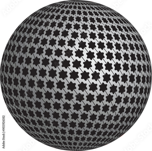 3D Metallic Sphere with Geometric Faceted Surface