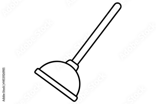 Bathroom Plunger Line Art Vector Illustration 