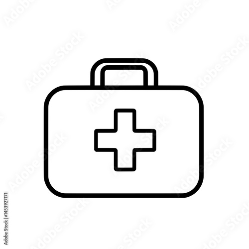 Compact First Aid Kit Icon with Lid and Cross Symbol for Health and Emergency Supplies