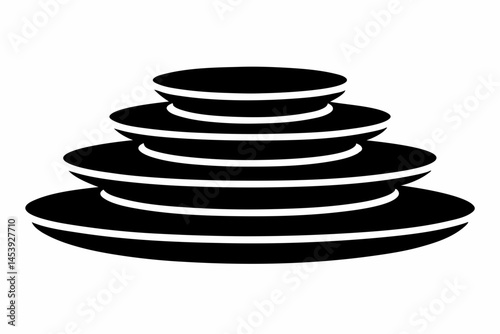Small Stack Of Plates Silhouette Vector Illustration