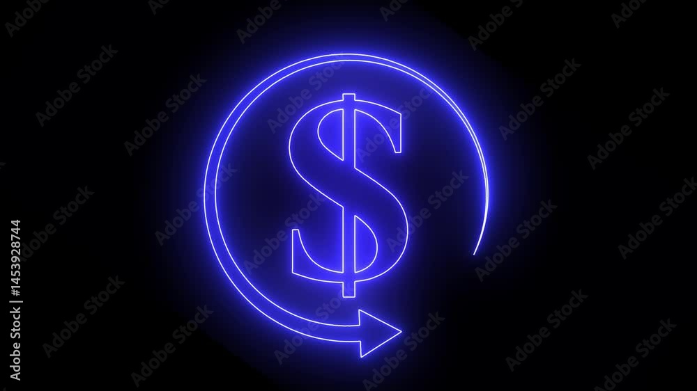 glowing neon Currency Dollar Outline Icon Animation – Finance and Money Symbol on Black Background. 4k animation. glowing neon Currency Dollar Outline Icon Animation – Finance and Money Symbol on Black Background. 4k animation.