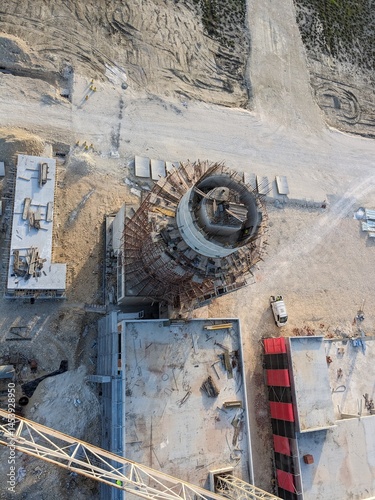 Vlora International Airport under construction in Albania, modern terminal design and infrastructure development near coastal city.

 photo