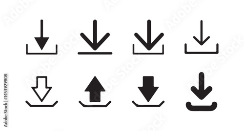 Download upload button icon. Upload icon. Down arrow bottom side symbol. Click here button.Cloud download and upload icon set.cloud arrow vector line art icon symbol. vector illustration eps 10.