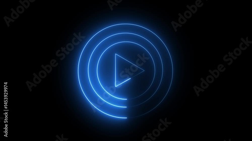 Wallpaper Mural play button on black background. Start button. Neon glowing play button with neon circle. 4k motion graphics animation. Torontodigital.ca