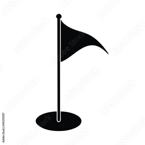 Golf Course Flag Icon Simple Black Silhouette Design