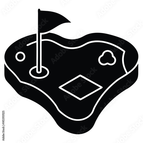 Mini Golf Course Icon Isometric Design of a Putting Green