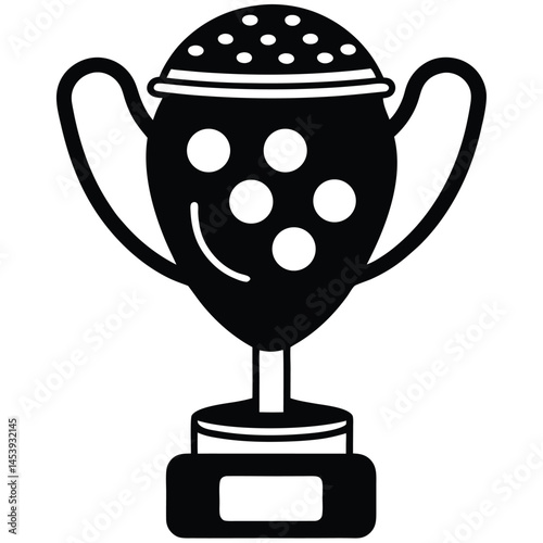 Bowling Trophy Champion Award Icon, Silhouette Design