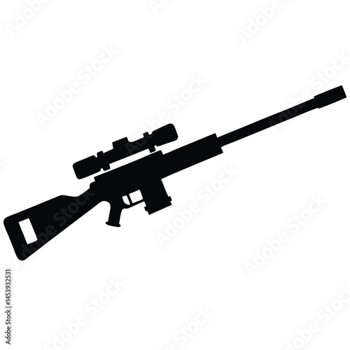 Sniper Rifle Silhouette High-Powered Weapon Illustration