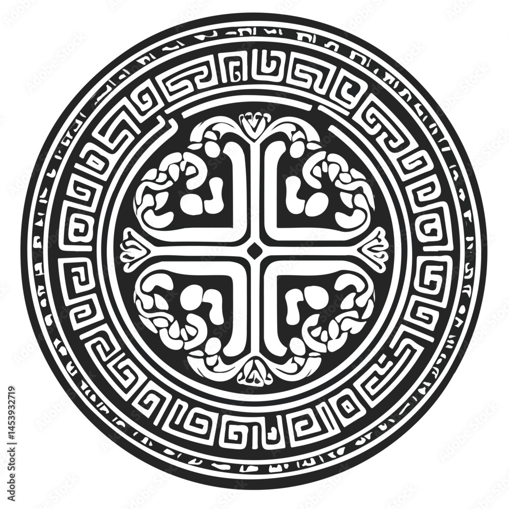 Ancient Coin symbol - black and white & minimalist design for tattoos, logos, vectors - isolated on white background. Ancient Coin symbol - black and white & minimalist design for tattoos, logos, vectors - isolated on white background.