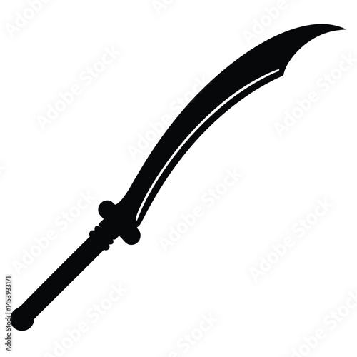 Ancient Curved Sword Silhouette  A Vector Illustration of a Historical Weapon
