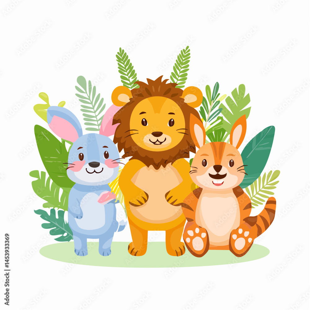 Colorful set of little cartoon animals characters. Baby animals icons set isolated on white background Colorful set of little cartoon animals characters. Baby animals icons set isolated on white background