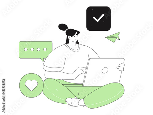 Communicate with consultants flat vector character concept operation hand drawn illustration
