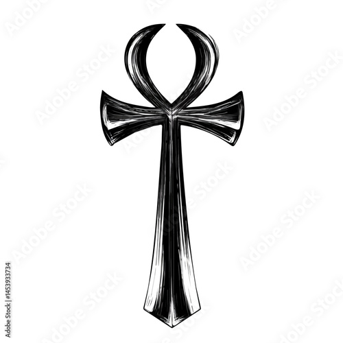 Ankh symbol - black and white & minimalist design for tattoos, logos, vectors - isolated on white background.