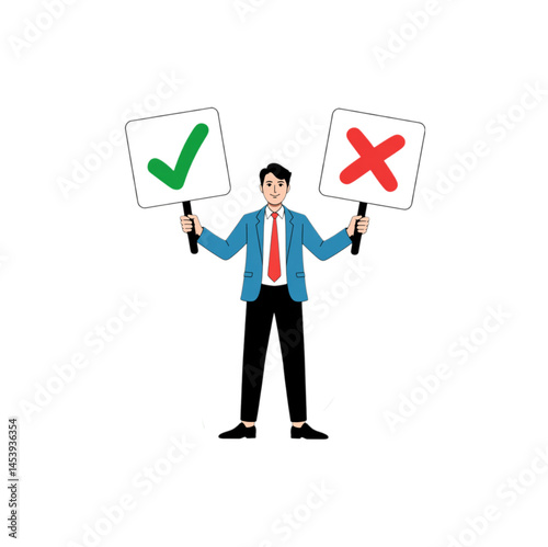 Business Decision Making Concept – Right or Wrong Choice vector illustration