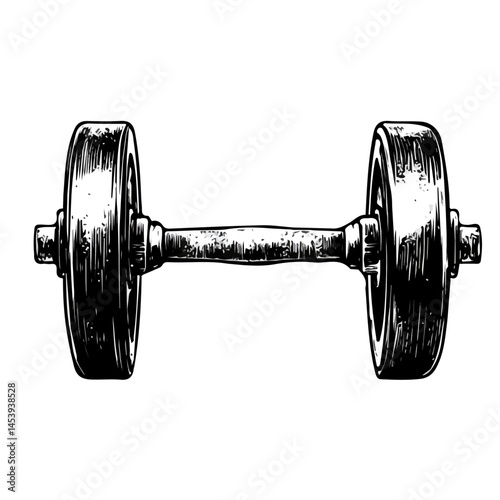 Barbell symbol - black and white & minimalist design for tattoos, logos, vectors - isolated on white background.