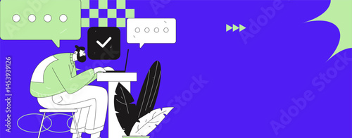 Communicate with consultants flat vector character concept operation hand drawn illustration
