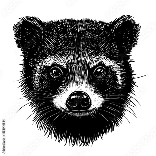 Binturong symbol - minimalist black and white vector art - perfect for tattoos, logos - isolated on white