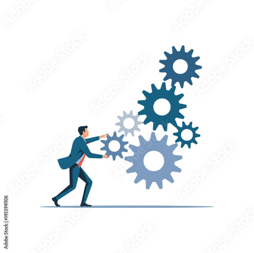 Teamwork and Business Mechanism Concept Illustration