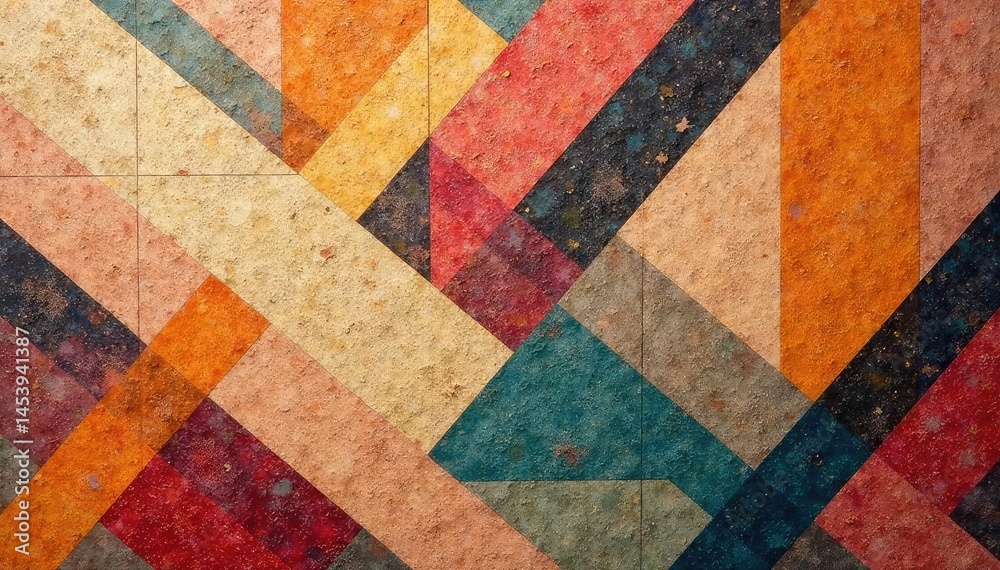 Geometric tapestry wallpaper, muted earth tones, bold lines, clean, interior Geometric tapestry wallpaper, muted earth tones, bold lines, clean, interior