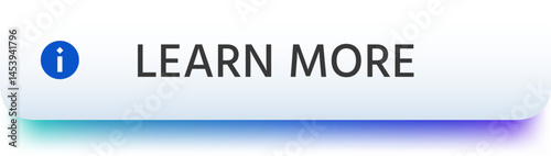 Sleek learn more button with a blue information icon invites users to explore further details, enhancing user experience and providing access to additional content