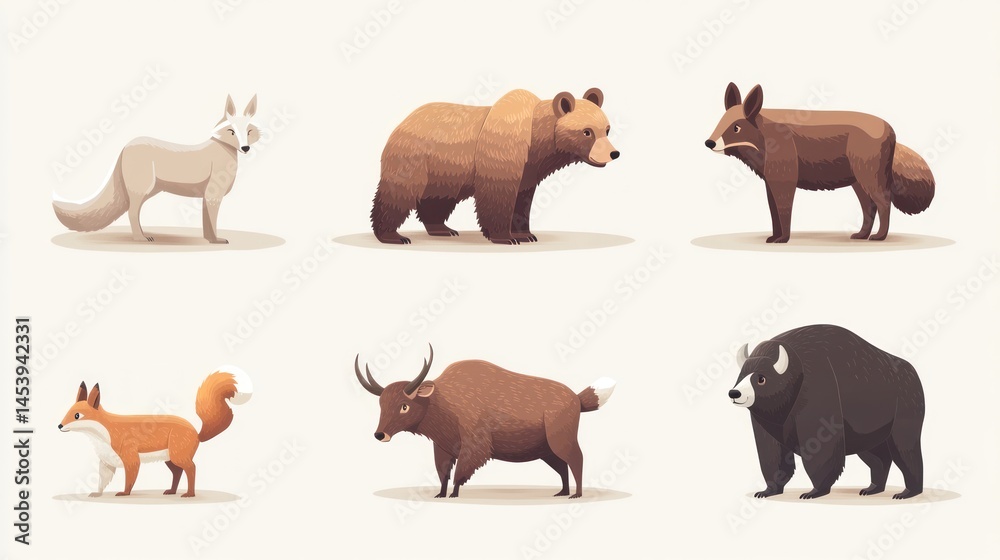 Fototapeta premium Wildlife collection of diverse animals