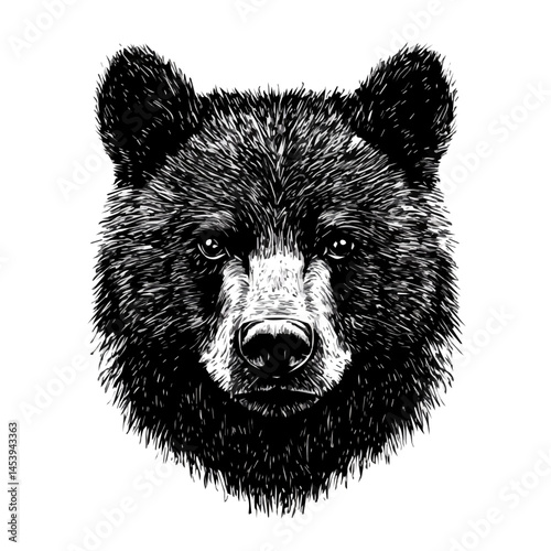 Black Bear symbol - black and white & minimalist design for tattoos, logos, vectors - isolated on white background.